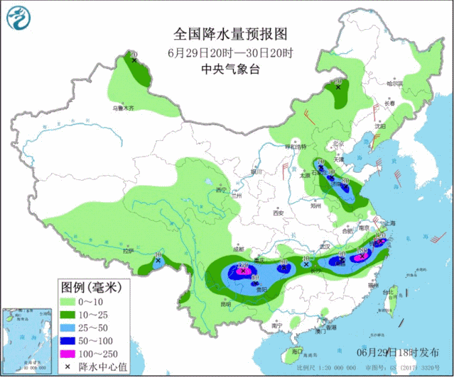 ▲圖為近30天全國降水實況圖。來源：中央氣象臺